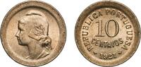 Portugal 10 Centavos Portugal First Republic 1921 10 Centavos Copper-nickel Lisbon Mint (1285000) 2.95g UNC KM 570 Gomes R 08 -