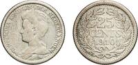 Netherlands 25 Cents Netherlands Kingdom 1910 25 Cents - Wilhelmina Silver (.640) Utrecht Mint (880000) 3.46g VF KM 146 Schön 35 -