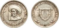 Portugal 5 Escudos Portugal Second Republic 1960 5 Escudos (Prince Henry the Navigator) Silver (.650) (Copper .350) Lisbon Mint (800000) 6.9g AU K -