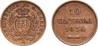 San Marino 10 Centesimi San Marino Republic 1938 R 10 Centesimi Bronze Rome Mint (400000) 5.45g AU KM 13 -
