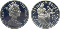 Gibraltar 1 Crown Gibraltar British colony Elizabeth II 1991 PM 1 Crown Barcelona Summer Olympic Games 1992, Boxing -