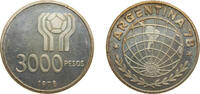 Argentina 3000 Pesos Argentina Federal Republic 1978 3000 Pesos (World Football Championship) Silver (.900) (Ag 900 Cu 100) Santiago Mint (187383) 25 -
