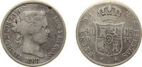 Philippines 20 Centavos de Peso Philippines Spanish colony 1868 20 Centimos - Isabella II Silver (.900) Manila Mint (1126400) 5.192g VF KM 146 -