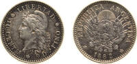Argentina 10 Centavos Argentina Federal Republic 1882 10 Centavos Silver (.900) (778000) 2.5g XF KM 26 CJ 21 to 23 Schön 27 -