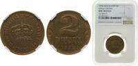 Yugoslavia 2 Dinara Yugoslavia Kingdom 1938 2 Dinara - Petar II (small crown) Aluminium-bronze (91 % Cu, 9 % Al) (750000) 4.9g NGC UNC Cleaned KM 21 -
