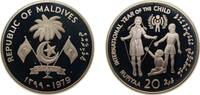 Maldives 20 Rufiyaa Maldives Second Republic AH 1399 (1979) 20 Rufiyaa (IYC) Silver (.925) Valcambi SA Mint (12000) 28.3g PF KM 61 Schön 25 -