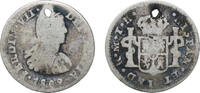 Mexico ½ Real Mexico Spanish colony 1809 Mo TH ½ Real - Fernando VII Silver (.903) Mexico City Mint 1.43g F Holed KM 73 -