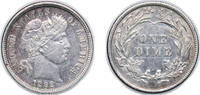 United States 1 Dime United States Federal republic 1892 1 Dime Barber Dime Silver (.900) (.100 copper) Philadelphia Mint (12120000) 2.5g AU KM 113 -