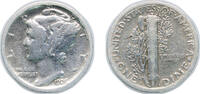 United States 1 Dime United States Federal republic 1926 S 1 Dime Mercury Dime Silver (.900) San Francisco Mint (1520000) 2.5g VF KM 140 Schön 133 -