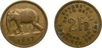 Democratic Republic of the Congo 2 Francs Democratic Republic of the Congo Belgian colony 1947 2 Francs - Leopold III Brass Pretoria mint (12000000) 5g XF KM28 LABCM-17 -