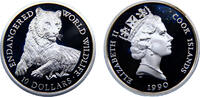 Cook Islands 10 Dollars Cook Islands Dependency of New Zealand Elizabeth II 1990 PM 10 Dollars Endangered World Wildlife Series, Tiger -
