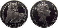Cook Islands 5 Dollars Cook Islands Dependency of New Zealand Elizabeth II 1990 PM 5 Dollars Endangered World Wildlife, Tiger 28.5g -
