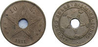 Democratic Republic of the Congo 10 Centimes Democratic Republic of the Congo Belgian colony 1911 10 Centimes - Albert I Copper-nickel Brussels mint (5000000) 4g XF KM18 LAB -