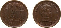 Chile 20 Centavos Chile Republic 1943 So 20 Centavos Copper Santiago Mint (396000000) 3g AU KM 177 -