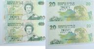New Zealand 20 Dollars 1997 Billets non coupés, paire série bleue inversée SPL