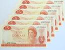 New Zealand 5 Dollars 6 billets numérotés consécutifs -