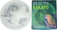 New Zealand 5 Dollars 2009 Kakapo - le perroquet le plus rare du monde. PP 78,00 EUR70,00 EUR  + 17,00 EUR frais d'envoi