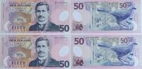 New Zealand 50 Dollars 2012 AA First Prefix banknote pair SPL RB