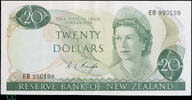 New Zealand 20 Dollars 1975-77 R.L. Knight signature SUP