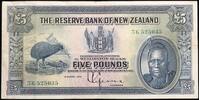 New Zealand Five Pounds 1934 Prefix 3K, Governor L. Lefeaux signature. ss 966,00 EUR  + 17,00 EUR frais d'envoi