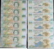 New Zealand 20 Dollars 1992-94 Signature D.T. Brash, 6 billets numérotés consécutifs SPL