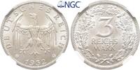 Weimarer Republik 3 Mark 1932 D. Kursm&uuml;nze. Vorz&uuml;glich-Stempelglanz / NG... 595,00 EUR envoi gratuit