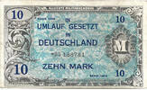 Germany - French Zone 10 Mark Allied Occupation - with Printer's code "F" - Forbes Lithograph, Boston MA -