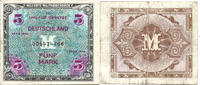 Germany - French Zone 5 Mark Allied Occupation - with Printer's code "F" - Forbes Lithograph, Boston MA -