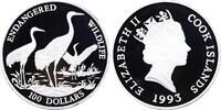 Cook Islands 100 Dollars Silber Kraniche, 5 Unzen Silber 999 -