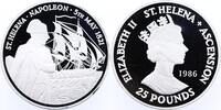 St. Helena + Ascension 25 Pfund Verbannung Napoleons, 5 Unzen = 155,5 Gramm Silber 999 -