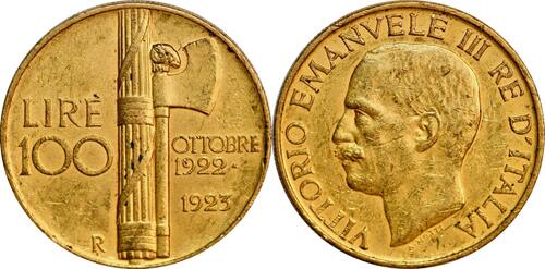 100 lire 1923 Italy (gold!)