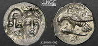 MOESIA, ISTRUS AR Drachm MOESIA, ISTRUS AR Drachm 4th Century BC MOESIA ISTRUS NGC Ch XF Dicher Collectio -