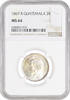 2 reales Guatemala 2 reales 1867 R, NGC MS64, President Rafael Carrera (1851 - 1865) -