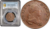 2 liards Austrian Netherlands 2 liards 1787, PCGS MS62 BN, Joseph II (1765-1790) Top Pop -