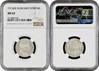1 korona Hungary 1 korona 1915 KB, NGC MS63, Emperor Franz Joseph I (1848 - 1916) -