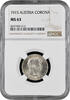 1 corona Austria 1 corona 1915, NGC MS63, Emperor Franz Joseph I (1848 - 1916) -