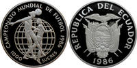1000 sucres Ecuador 1000 sucres 1986, PROOF, 1986 FIFA World Cup /two players/ -