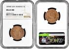 5 centesimi San Marino 5 centesimi 1894, NGC MS65 RB, Republic of San Marino (1864 - 1938) -