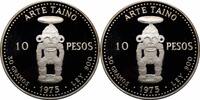 10 pesos Dominican Republic 10 pesos 1975, PROOF, Pueblo Viejo Mine, Taino Art silver -