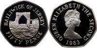 50 pence Jersey 50 pence 1983, PROOF, Gateway to Grosnez Castle silver coin -