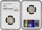 10 centimes Belgium 10 centimes 1861, NGC MS66, King Leopold I (1832 - 1865) Pop 4/1 -