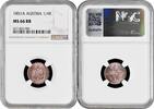1/4 kreuzer Austria 1/4 kreuzer 1851 A, NGC MS66 RB, Franz Joseph I (1848 - 1916) Top Pop -