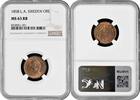 ore Sweden 1 ore 1858 L.A., NGC MS63 RB, King Oscar I (1844 - 1859) -