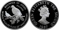 2 pounds Jersey 2 pounds 1987, PROOF, 25th Anniversary - World Wildlife Fund -