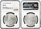 45 piastres Cyprus 45 piastres 1928, NGC MS62, 50th Anniv. - English Cyprus silver coin -