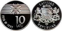10 latu Latvia 10 latu 1993, PROOF, 75th Anniversary - Republic of Latvia -