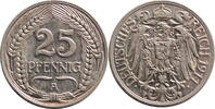 25 pfennig Germany 25 pfennig 1911 A, XF, German Empire (1871 - 1922) -