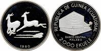 2000 ekuele Equatorial Guinea 2000 ekuele 1980, PROOF, Impala silver coin -