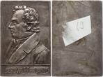 Königreich Württemberg, Stadt Tübingen Einseitige versilberte Bronzeplakette o.J. v. Lauer, Nürnberg, auf Ludwig Uhland, 1787 - 1862 Sehr selten, SUP-, kl. Papieraufkleber an Rs.
