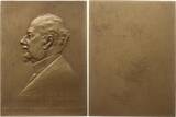 Österreich, Kaiserreich, Stadt Wien Große einseitige Bronzeplakette 1909 v. St. Schwartz, a.d. 60. Geburtstag des Malers Gustav August Hessl, 1849 - 1926 SPL, mattiert